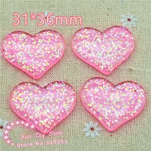 Смола блестящие bling розовое сердце кабошон Flatback Скрапбукинг 50 шт./лот 31* мм 36 мм BM586-5
