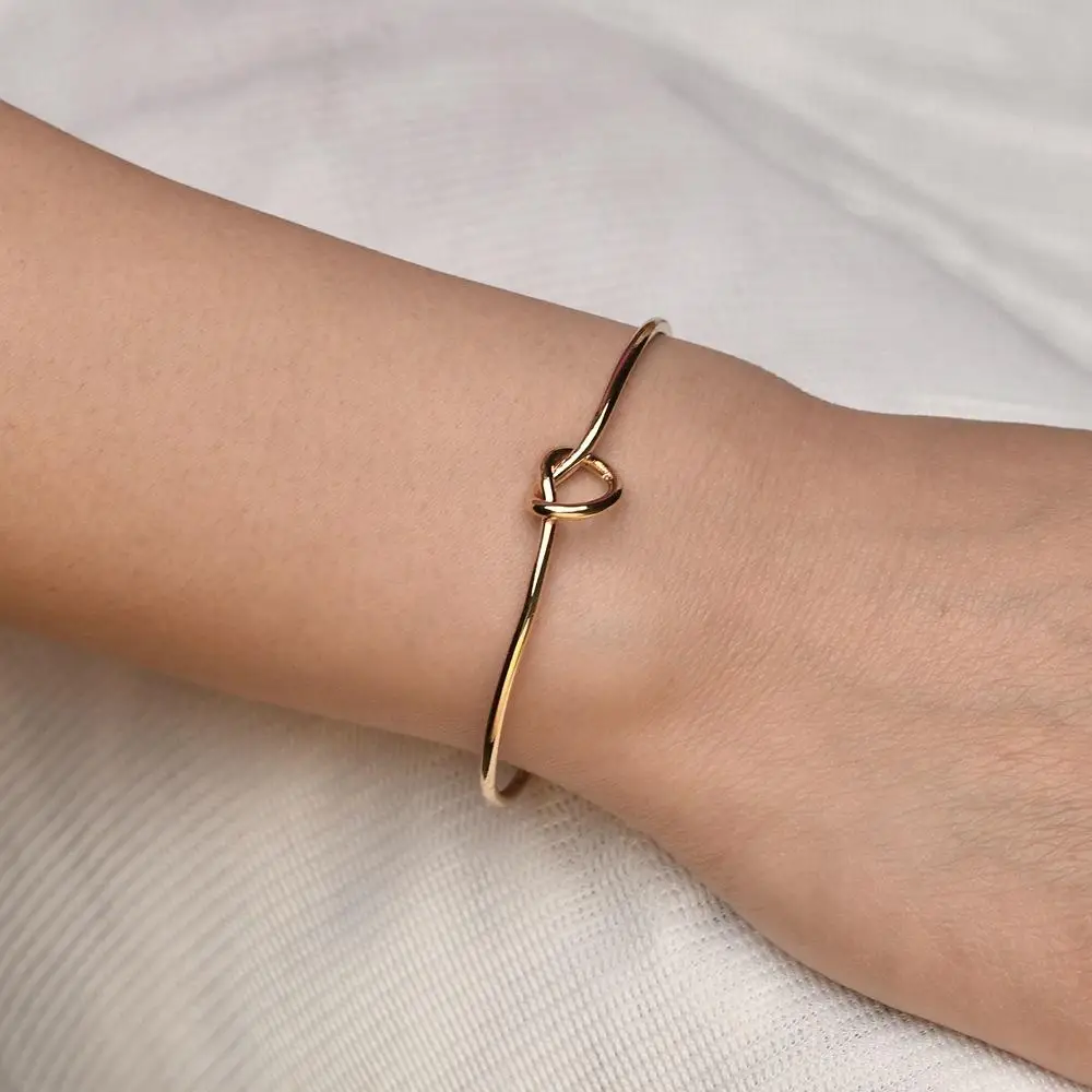Simple Alloy Knot Cuff Gold Fill Cheap Metal Bangle Bracelet Jewelry For Women
