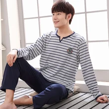 Мужской пижамный комплект, Хлопковая пижама с длинным рукавом, ночная рубашка с принтом животных, одежда для сна, плюс Пижама, Мужская Ночная рубашка