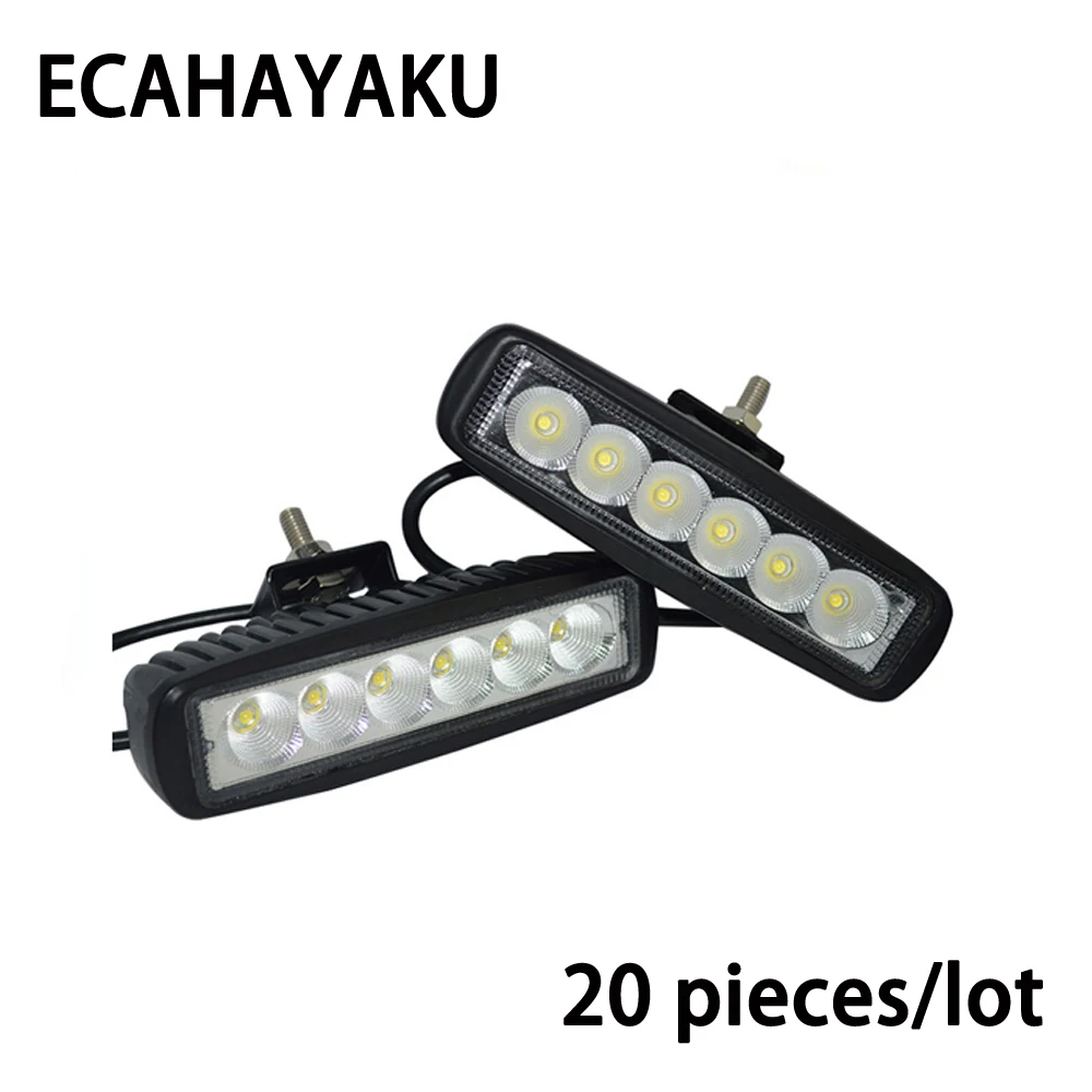 

ECAHAYAKU 20 Pcs 18W Slim LED Bar 6" Led Spotlights Driving lamp for Offroad UTE SUV Truck Boat Fishing Hunting Outdoor Motor