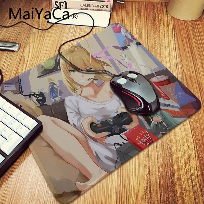 Maiyaca Cool Saber Fate stay night DIY Дизайн Шаблон коврик для мыши Хорошее качество блокировка края клавиатуры коврик настольный коврик коврики для мыши Аниме - Цвет: Lock Edge 20x25cm