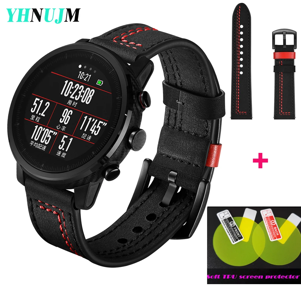 YHNUJM Новый кожаный ремешок для Xiaomi Huami Amazfit Stratos 2 Pace Смарт часы|Смарт-аксессуары| |