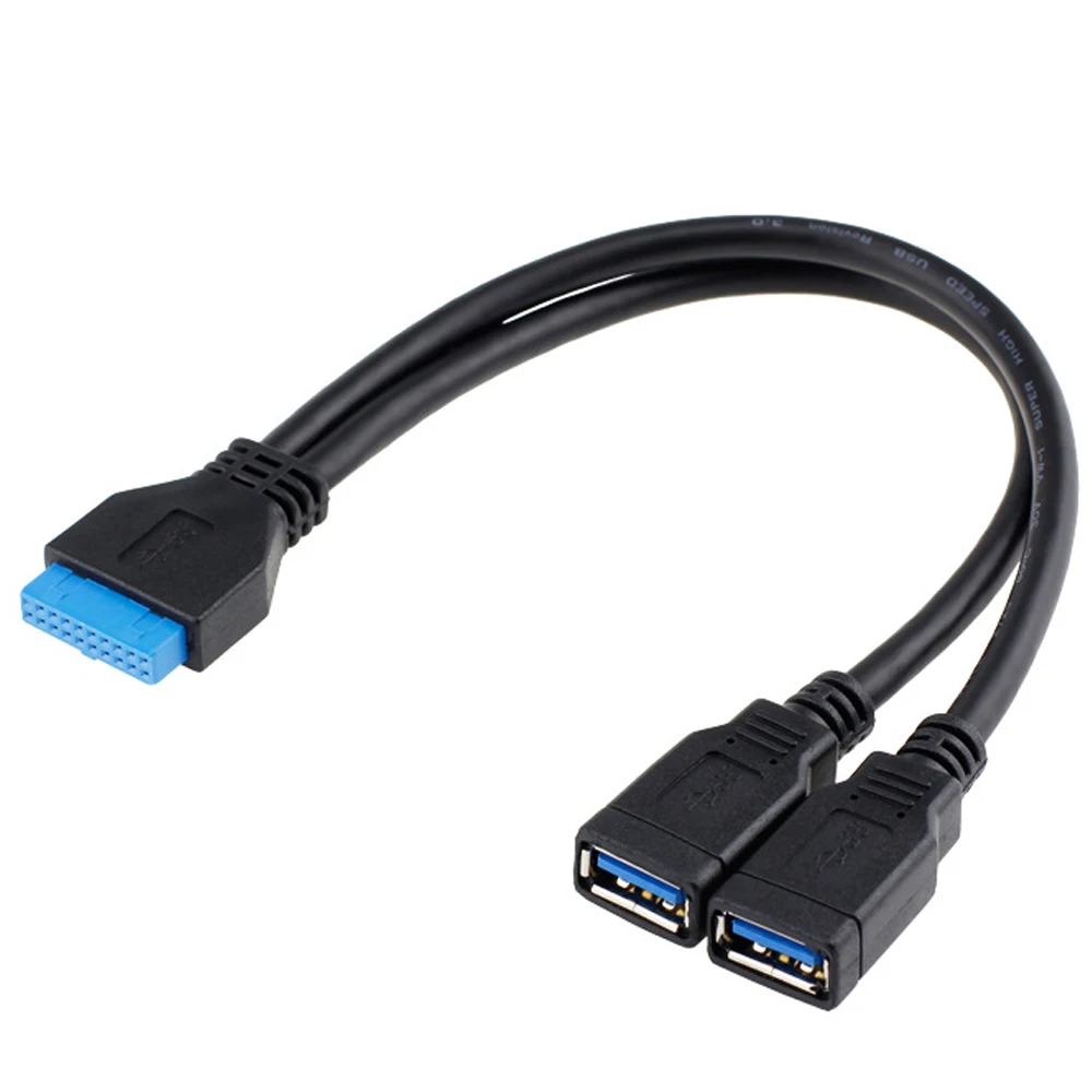 19pin Female header to USB 3.0 A Female Port Cable 20Pin to USB3.0 Splitter Cable usb 3 0 dual ports a female mount to motherboard 20pin header flat cable