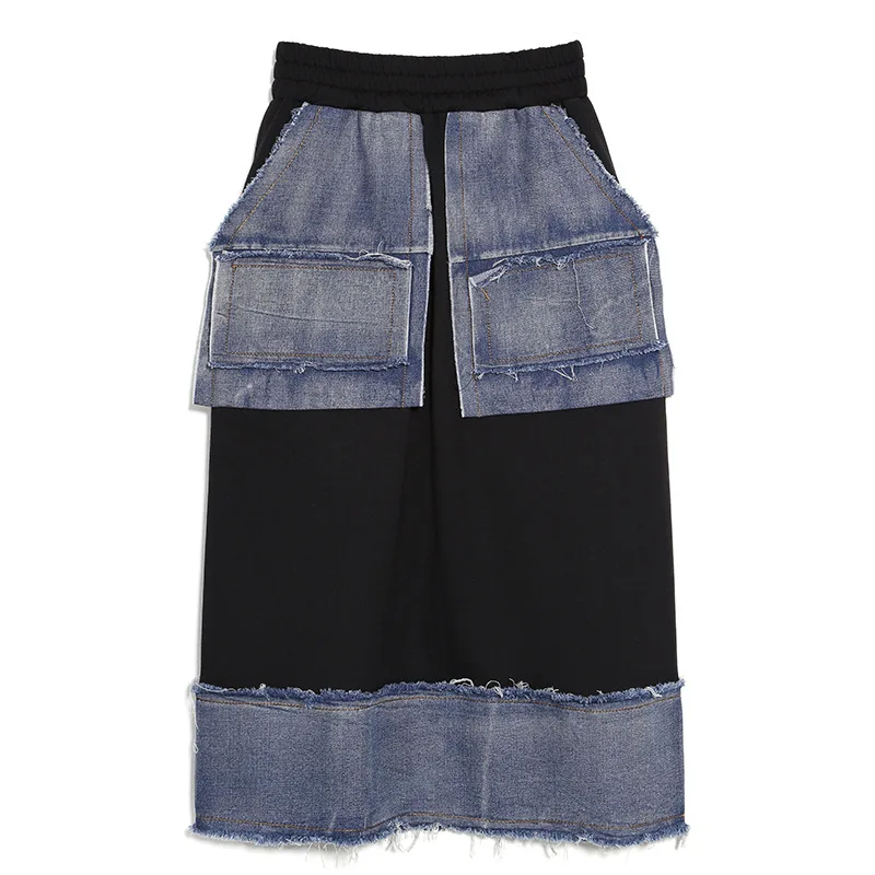Summer new arrival women patchwork A line cowboy skirts fashion Elastic