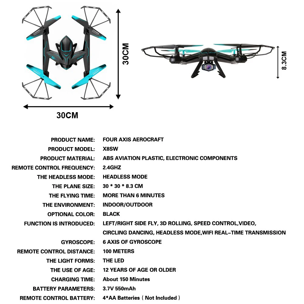 X8SW Мультикоптер дистанционный вертолет Квадрокоптер камера Дрон Квадрокоптер RC Дрон пульт дистанционного управления игрушки или без камеры