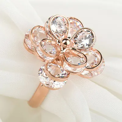 Женская мода, розовое золото, обручальные кольца для женщин, роскошные винтажные Кристальные кольца с камнями, Anneaux Pour Les Femmes - Цвет основного камня: D3005