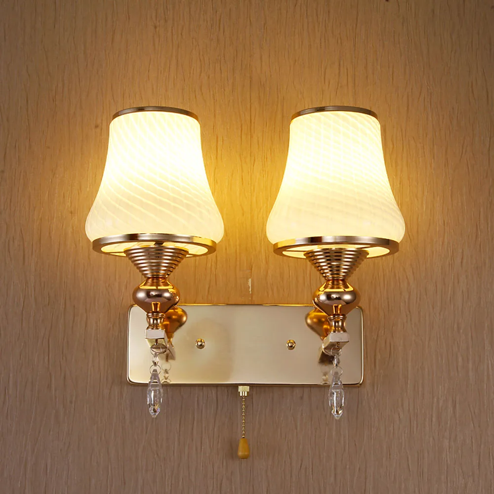 

Simplicity Crystal Wall Sconce 110V- 220V Single Double Head with Switch 7 Watts Vintage Wall Lamp Wall Mounted Bedside Lamps