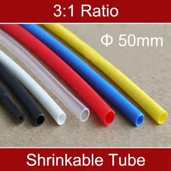 

1M 3:1 50mm 2" Double Wall Black Insulation Waterproof Thermosol Adhesive Lined Cable Sleeve Heat Shrinking Shrinlable Tube