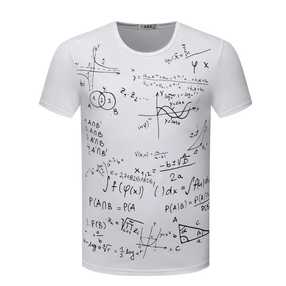 

ZSIIBO TX87 factory very lost cost promotion Formula of Mathematics printing Style Men's T Shirt O Neck Short Sleeve M-XXXL