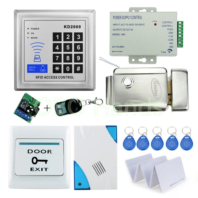 Free Shipping Complete 3000Users Access Control Lock System Kit Set with Keypad+Electric Lock+Power+Exit+Remote+Door bell | Безопасность