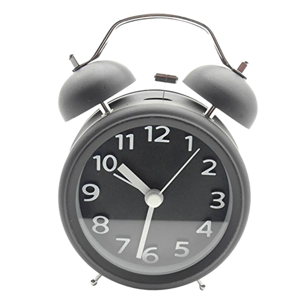Classic Retro Twin Bell Silent Non-ticking Sweep Quartz Movement Loud Alarm Clock with Night Light for Bedroom Bedside Office