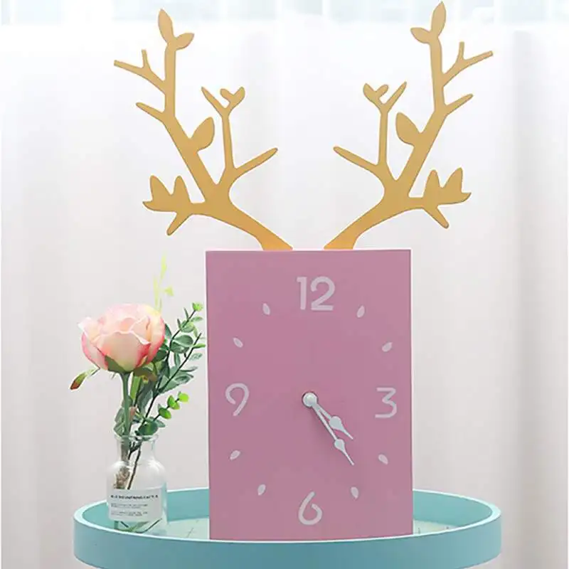 Wooden Wall Clock Nordic Style Design Creative Unique Design Antler Decorative Clocks Loft Wall Hanging Wood Clock Home Decor