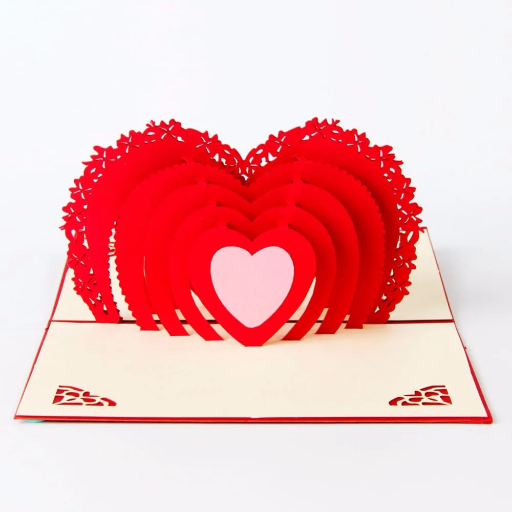  3D pop up Romantic wedding invitation Lover Valentines Day Postcards greeting card laser cut handma - 32843498917