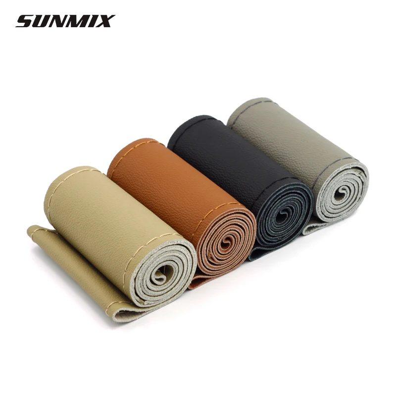 SUNMIX genuine leather steering wheel cover coarse texture leather steering cover classical budget leather car wheel cover SUNMIX genuine leather steering wheel cover coarse texture leather steering cover classical budget leather car wheel cover