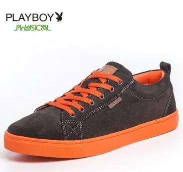 Playboy/Мужская обувь; сезон весна-осень; кожаная итальянская обувь; большие размеры; брендовая дышащая повседневная обувь на плоской подошве из кожи с натуральным лицевым покрытием - Цвет: Темно-серый