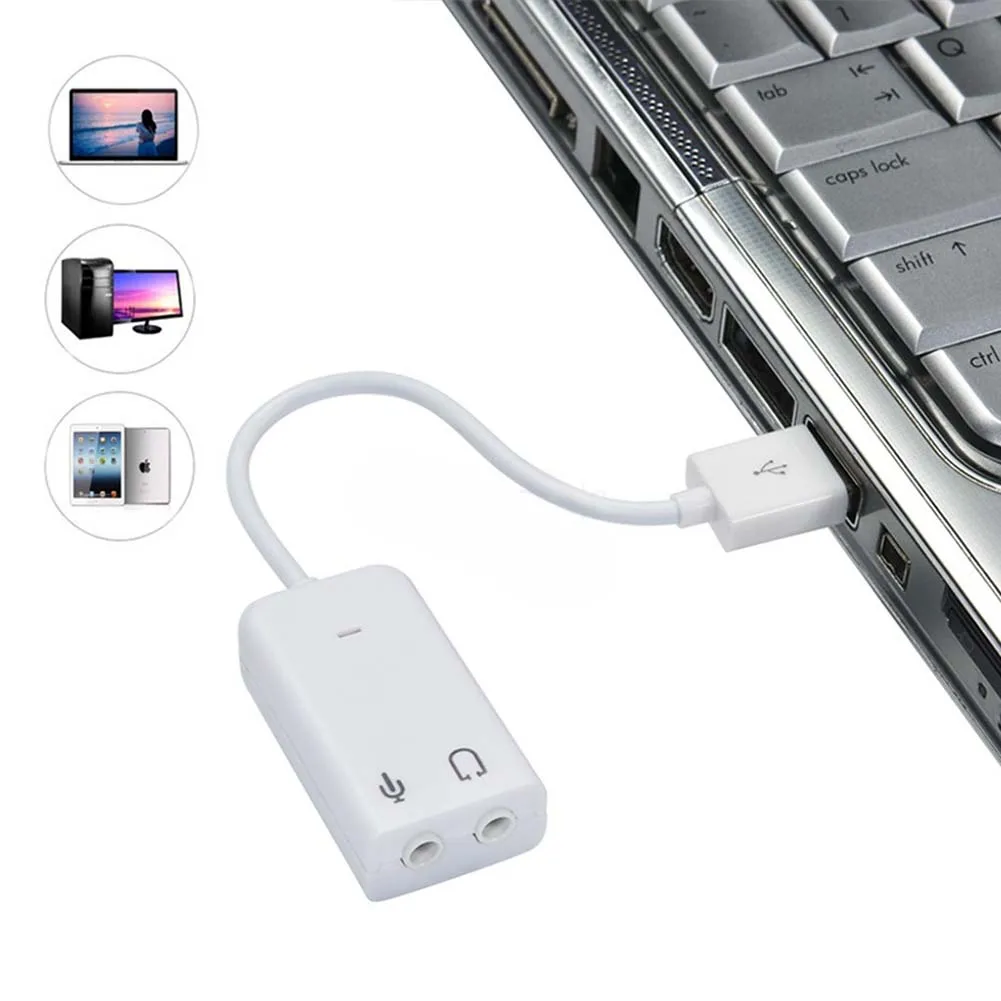 External USB Audio Sound Card Adapter 7 1 Virtual Channel With Cable Microphone 3 5mm interface 2