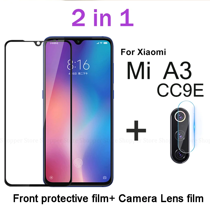 

2 in 1 Full Cover Tempered Glass Screen Protector For Xiaomi Mi A3 CC9e Camera Lens Glass For Xiaomi Mi A3 Cc9 E 6.01 inch