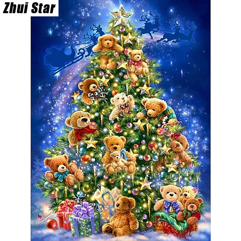 

5D DIY Diamond Painting "Christmas Bear" Embroidery Full Square Diamond Cross Stitch Rhinestone Mosaic Painting Home Decor Gift