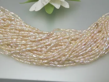 

3pcs Nature champagne color vintage Japanese freshwater narrow short Rice Pearl