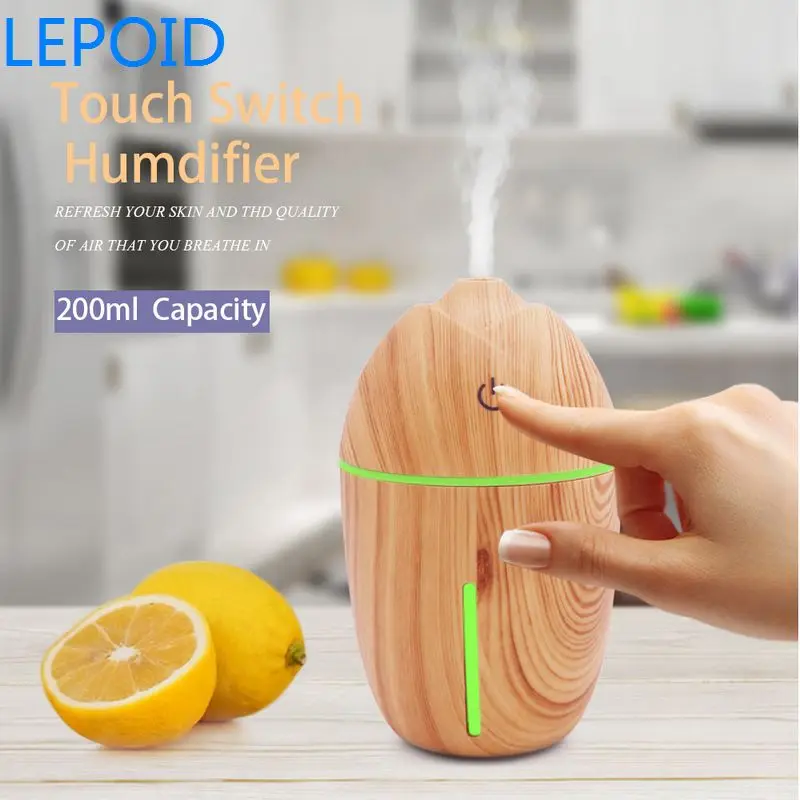 

LEPOID 200ml Aroma Air Humidifier wood grain with LED lights Essential Oil Diffuser Aromatherapy Electric Mist Maker for Home