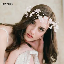 Ручная работа цветы Свадебная повязка Жемчуг Лента Для Волос золотая цепочка для ношения на голове свадебный аксессуар SQ0197