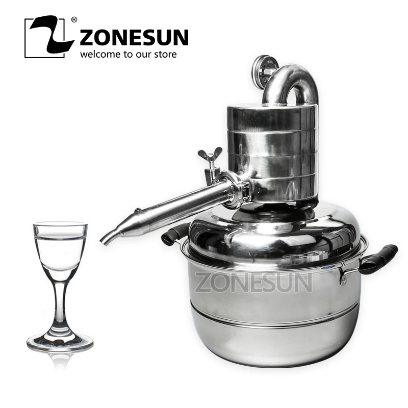 ZONESUN DIY Moonshine этанол из нержавеющей 10 литров спирта(спирта) стальной Самогонный аппарат домашнее оборудование для пивоварения