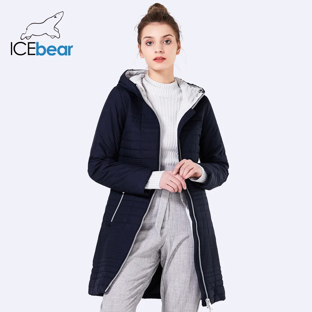 ICEbear осень длинные Хлопковые женские пальто с капюшоном модные женские пуховики парки для женщин 17G292D - Цвет: 15425