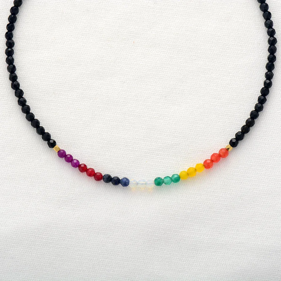7 Color Chakra Necklaces Semi Precious Stone Choker Necklace Women New Fashion Beaded Short Necklaces Jewelry