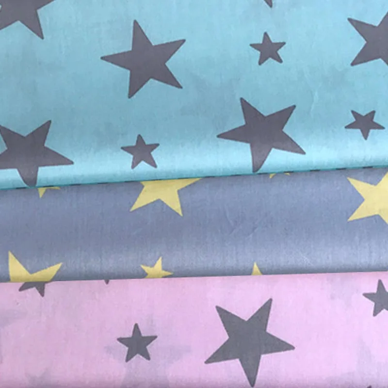 

100% cotton twill cloth nordic wind color blue gray pink stars fabric for DIY crib bedding cushions quilting handwork decoration