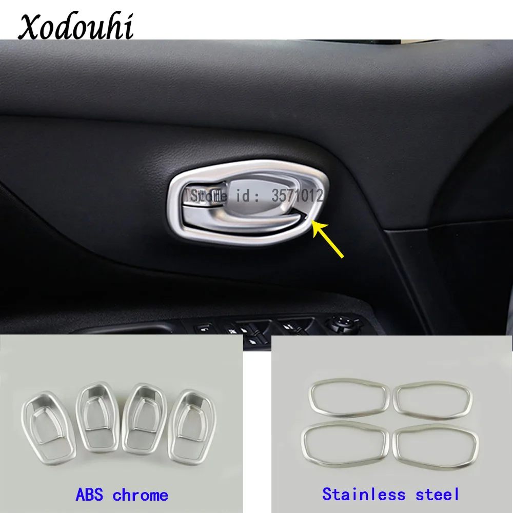 

For Jeep Renegade 2016 2017 2018 car cover stick trim ABS chrome/stainless steel door inner handle bowl frame lamp armrest 4pcs