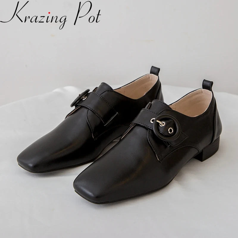 

2019 fashion low heels office lady buckle strap party women pumps brand solid square toe elegant concise mature spring shoes L02