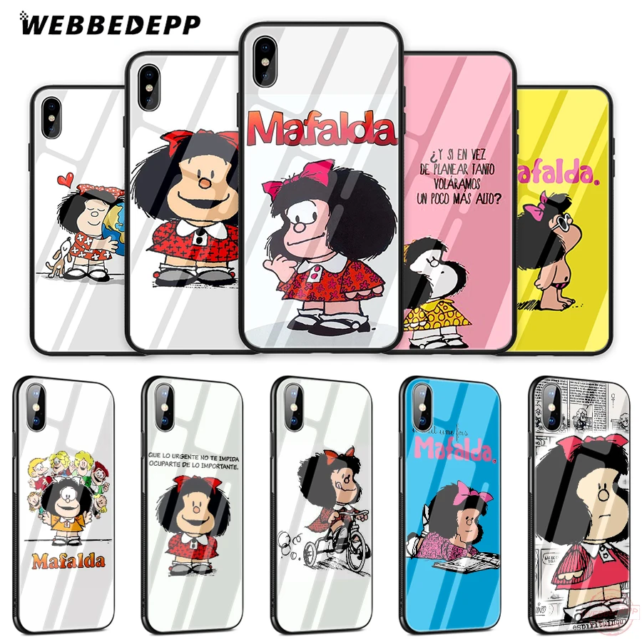 Чехол для телефона WEBBEDEPP Mafalda из закаленного стекла для Apple iPhone XS Max XR X 8 7 6 S Plus 5s SE