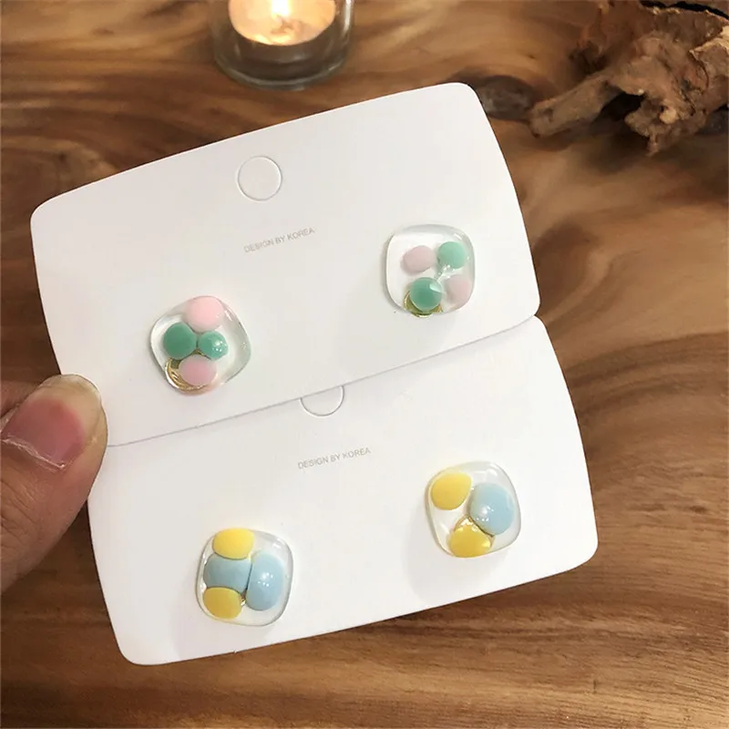 

EARS HIGH 2019 New Korean Clear Acrylic Jelly Color Geometric Square Earrings for Women Fashion Cute Oorbellen Girl Jewelry Gift