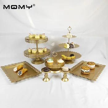 

7pcs 3 Tier Wedding Wholesale Decorating Supply Gold Cake Stand