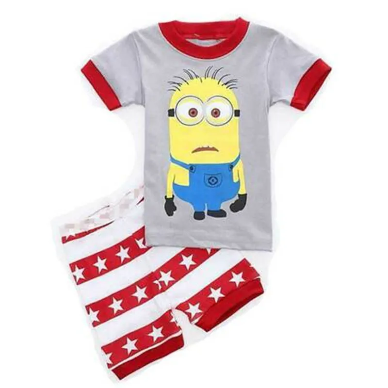 12 Minions Pajamas Suits Baby Boys Cartoon Sleepwear Girls Pyjamas Nightwear Toddler Kid Clothing Set Soft Cotton Children Clothing