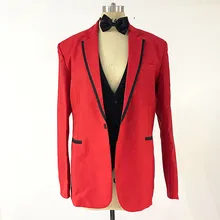 RSJ122 реальные фотографии красные и черные костюмы для свадебной вечеринки мужской костюм классический блейзер пиджак 3 шт. Corbata Chaleco Novio