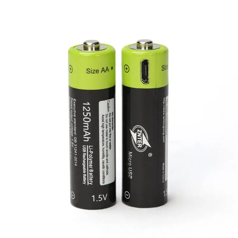 ZNTER 1,5 V AA 1250mAh литий-полимерная аккумуляторная батарея микро usb зарядка 1,5 v батареи