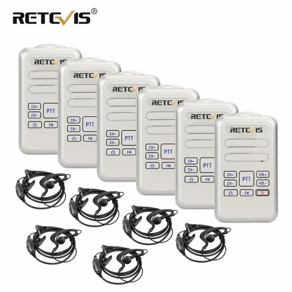 

6pcs Retevis RT20 Walkie Talkies With Headset Mini Two Way Radio 2W 16CH VOX CTCSS/DCS Type-C USB Charge FM Radio Comunicador