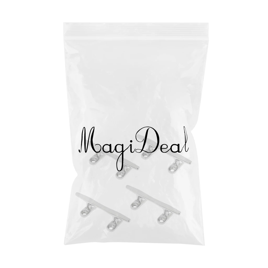 4 Pieces 4' High Polished 316 Stainless Steel Marine Boat Anchor Dock Deck Line Rope Cleat Professional marine grade cast solid