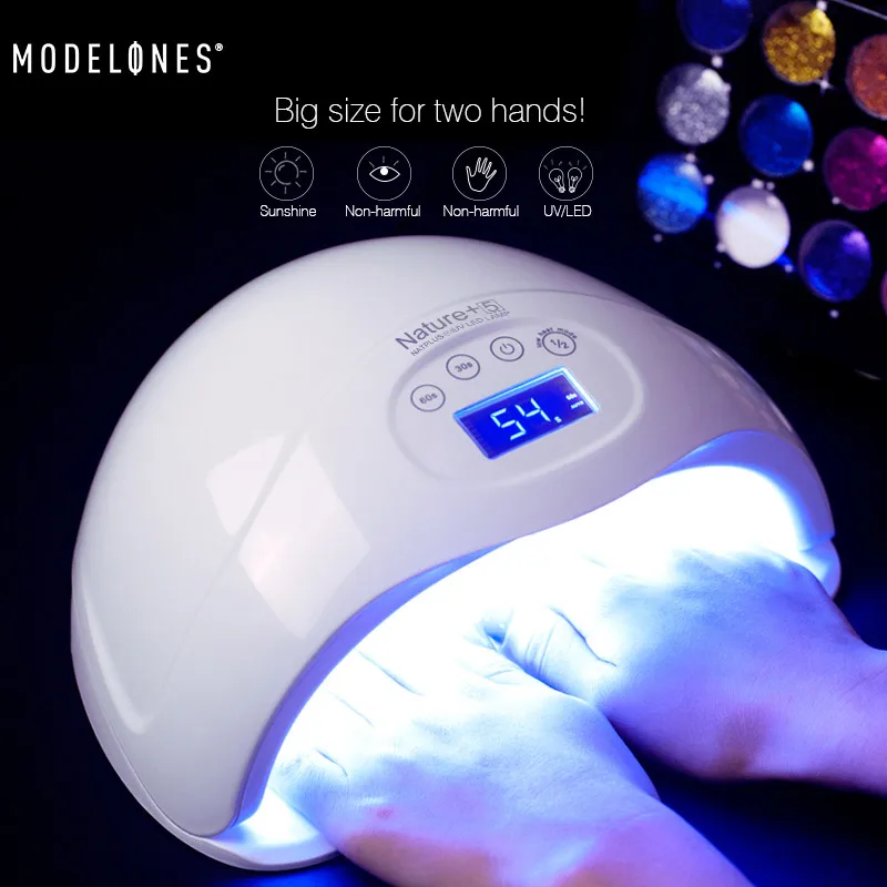 

Modelones Nature 5 Led Lamp 24LEDS 48W Led Nail Lamp Cure All Types Nail Gel Nail Dryer Machine 30s/60s/99s Timer LCD display