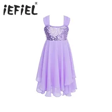 IEFiEL/танцевальное платье для балета для девочек; детское шифоновое платье с блестками и регулируемыми бретельками; гимнастическое трико; танцевальные платья