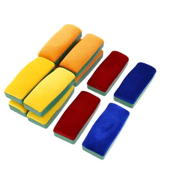 

12 Pcs Green Plastic Housing Velvet Blackboard Eraser Chalk Cleaner