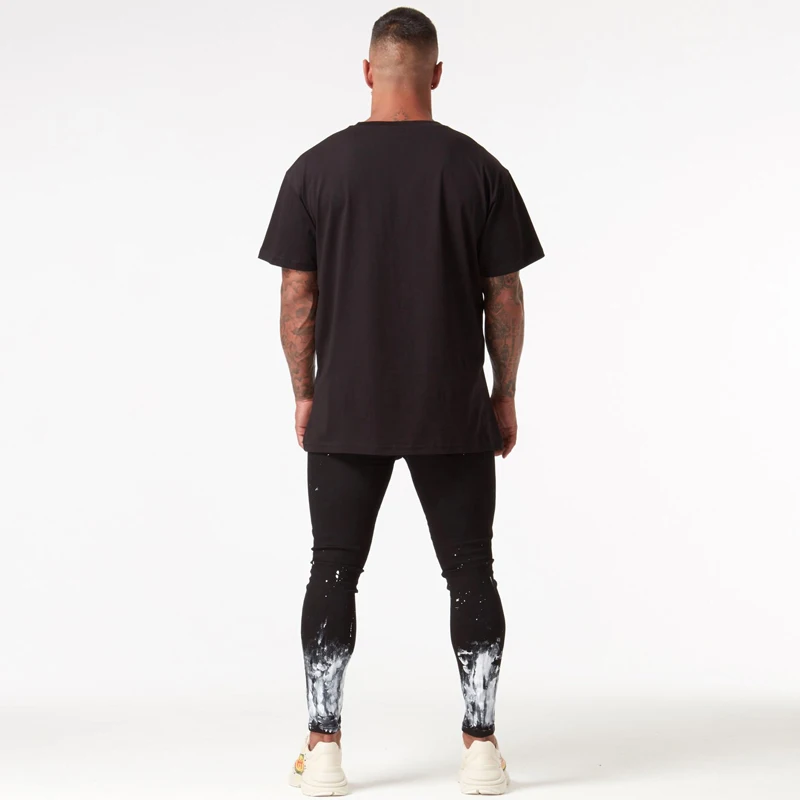 Gingtto Рваные джинсы для Для мужчин Тощий Slim Fit ботильоны плотно свет Вес супер