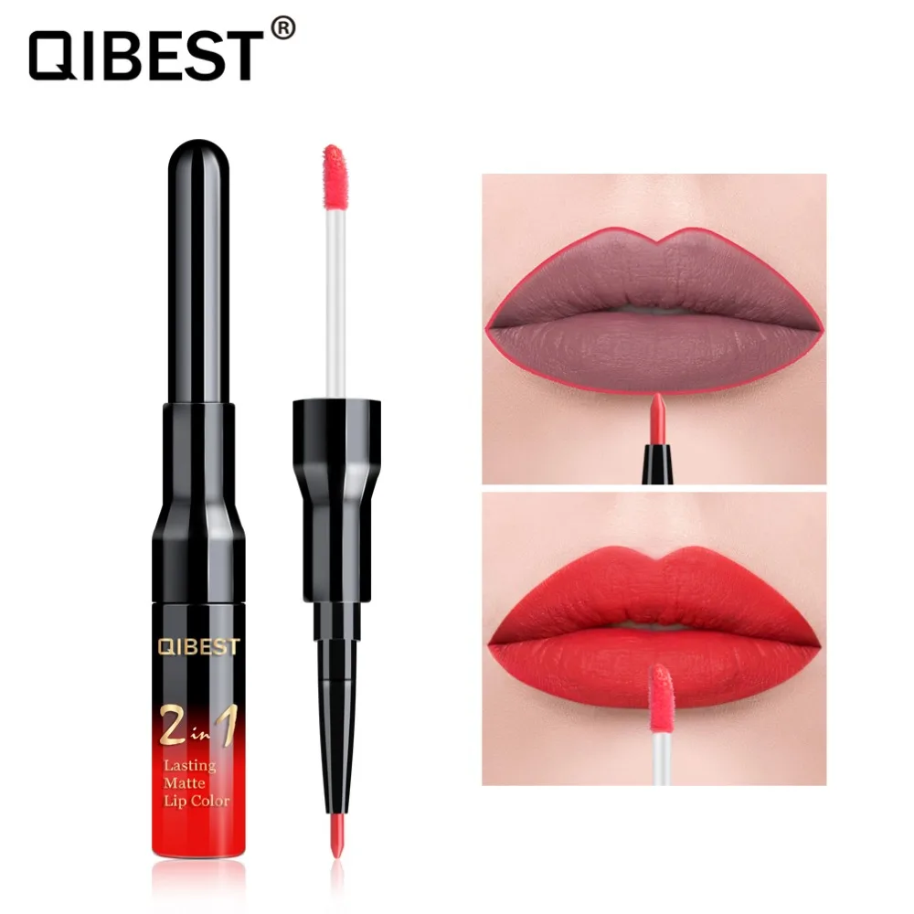 

New!2 in 1 Make Up Lips Matte Liquid Lipstick Lip Liner Waterproof Sexy Lip Gloss Completa Agate Red Lip Tint Plumper Tattoo Set