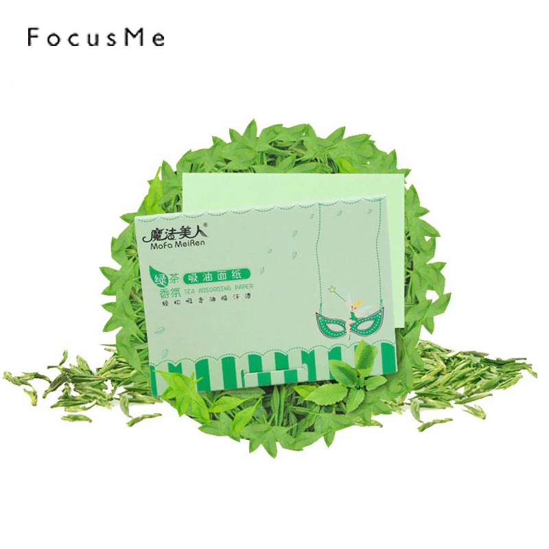

FM 100pcs Green Tea Facial Oil Control Paper Oil Blotting Paper Remove Facial Grease Absorbent Deep Clean Prevent Blackhead Acne