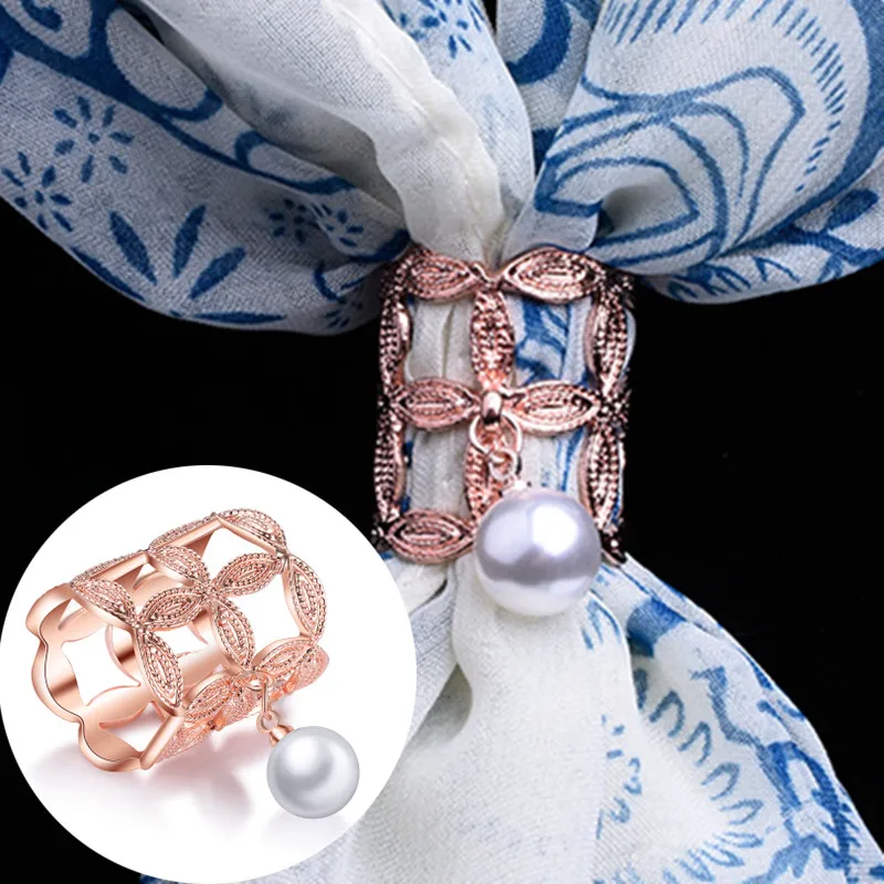 

WK003 New Luxury Fashion Women Jewelry Brooch Imitation pearl Pendant Flower Leaf Hijab Shawl Silk Scarf Scarves Buckle Clips
