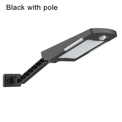 Солнечный светильник 48LED мини человеческого тела индукционный уличный фонарь IP65 водонепроницаемый открытый настенный светильник для сада 3 режима безопасности светильник - Испускаемый цвет: Black with pole