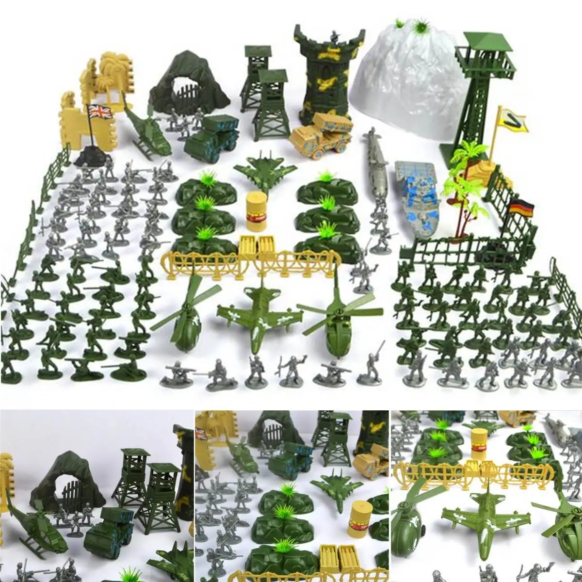 

New Arrival 150 pcs/set Military Plastic Toy Soldier Army Men Figures & Accessories Playset Kit Gift Model Toy For Kids Boys
