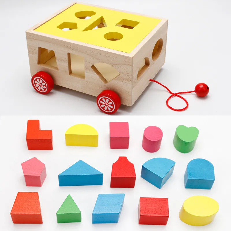 Educational wooden Figure blocks toys kids baby Geometrical shape
