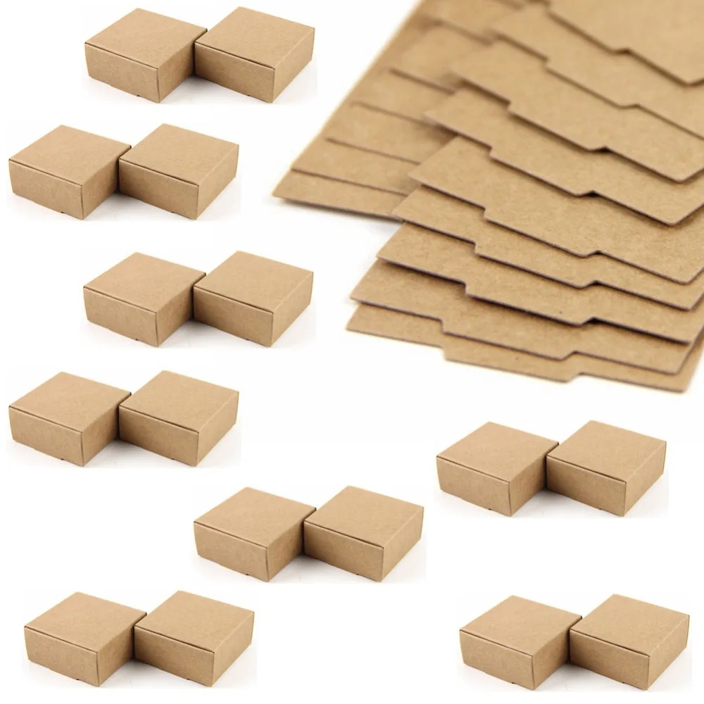 

50pc Cardboard Mini Box SIZE 5.5cmx5.5cmx2.5cm DIY Kraft Paper Box Soap Box Jewelry Packing Gift Box